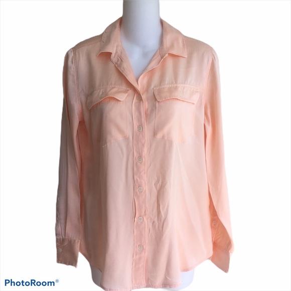J. Crew Tops - NWT J. Crew Soft Peach 100% Silk Blouse Pockets